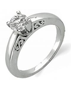 14K Scroll Cathedral Solitaire Ring