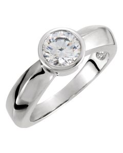 14K White 5.2mm Solitaire Engagement Ring