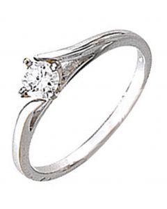14K White Gold Cathedral Solitaire Engagement Ring