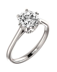 14K White 6.5mm Round Solitaire Engagement Ring