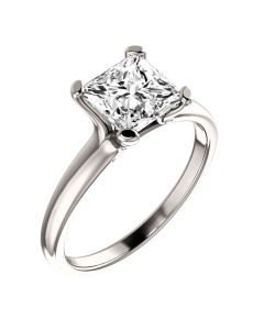 14K White 8x8mm Square Solitaire Engagement Ring