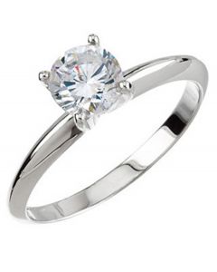 Platinum Round 4-Prong Tall & Heavy Solitaire Ring 