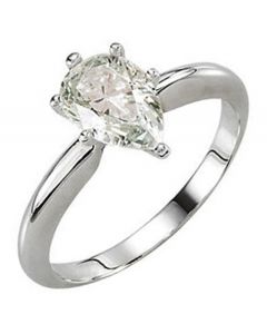 14K Pear 6-Prong Heavy Shank Solitaire Ring 