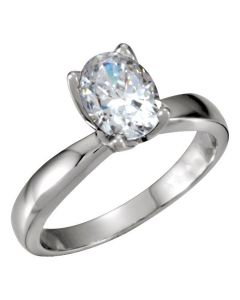 14K Oval 4-Prong Tulipset Solitaire Ring 