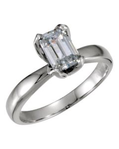14K Emerald/Octagon Tulipset Solitaire Ring