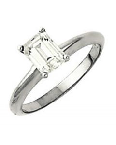 14K Emerald/Octagon 4-Prong Heavy Shank Solitaire Ring