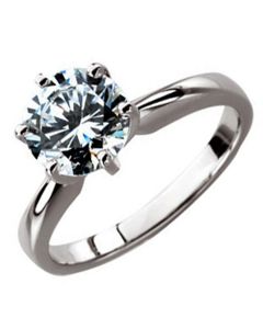 14K X1 White 6-Prong Solitaire Ring