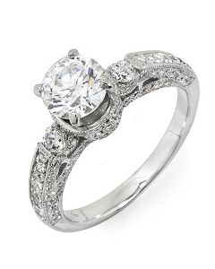 14K White Gold Engagement Ring 