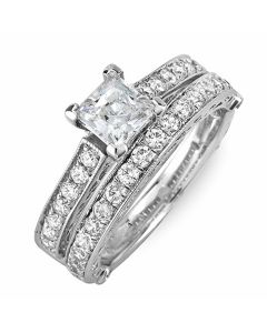 14K White Gold Wedding Set