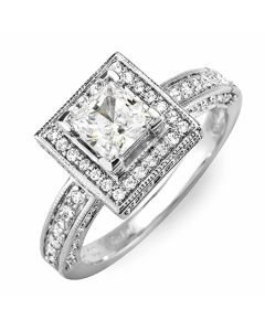 14K White Gold Engagement Ring 