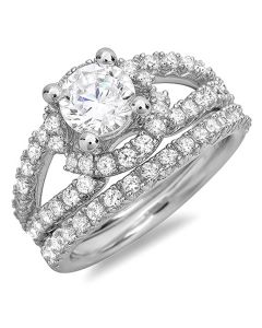 14K White Gold Wedding Set