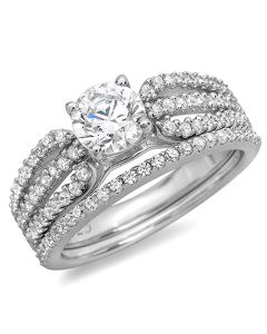 14K White Gold Wedding Set