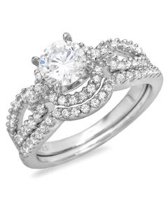 14K White Gold Wedding Set