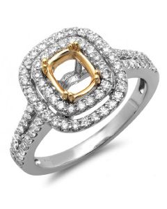 14K White & Yellow Gold Engagement Ring 