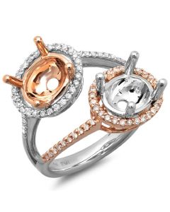 14K White & Rose Gold Engagement Ring 