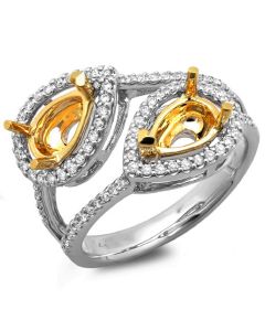 14K White & Yellow Gold Engagement Ring 