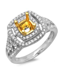 14K White & Yellow Gold Engagement Ring 